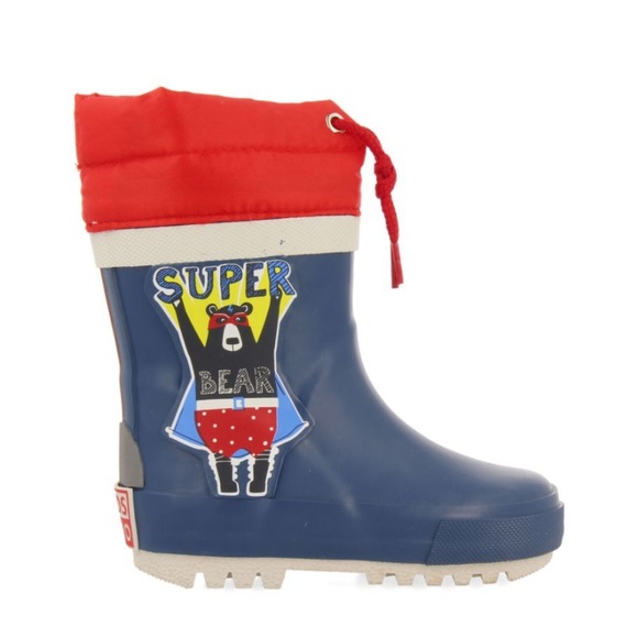 NIB BORGAMES Blue Welly Boots With Super Bear Toddler 6 - Picture 2 of 9